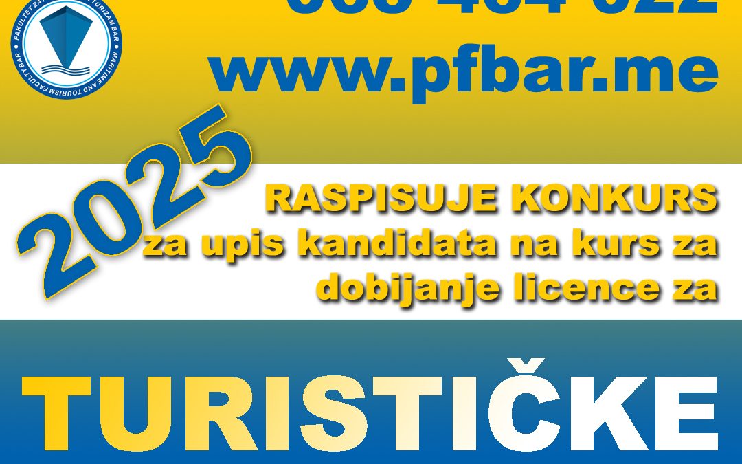 KONKURS za upis kandidata na kurs za dobijanje licence za TURISTIČKOG VODIČA 2025